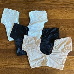 Women’s Undershirts Set of 3 with Underarm Pads Black, White, & Natural Sz S